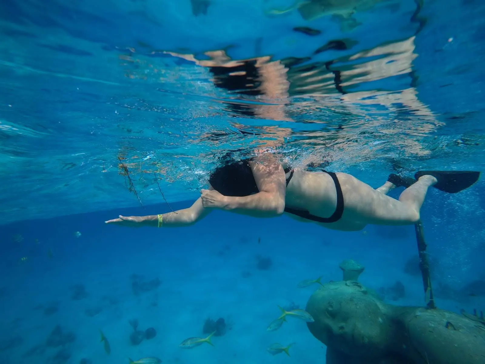 Haciendo snorkel sobre el museo submarino de Nassau